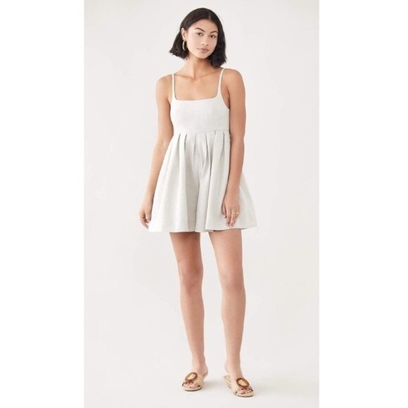 Rebecca Taylor Women's Linen Romper Jumpsuit 8 10 12 Gray Resort Dress Pockets